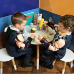 EYFS pupils playing during October 2021 Cambridge 'little city' visit